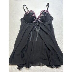 Cacique Slip Babydoll Chemise Lingerie Sheer Bottom Embroidered Sz 18 / 20